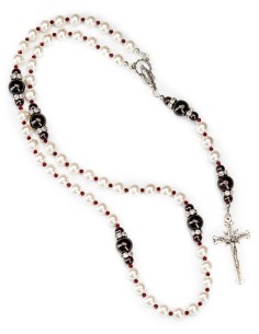 Sterling Silver Pearls Garnet Rosary 2