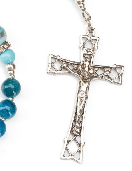 Sterling Silver Apatite Murano Glass Rosary Necklace