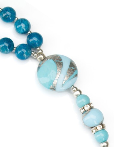 Sterling Silver Apatite Murano Glass Rosary Necklace