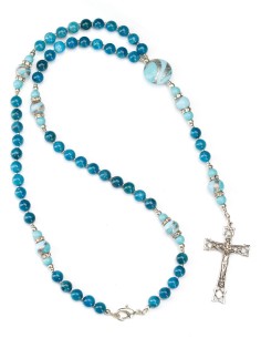 Sterling Silver Apatite Murano Glass Rosary Necklace 2