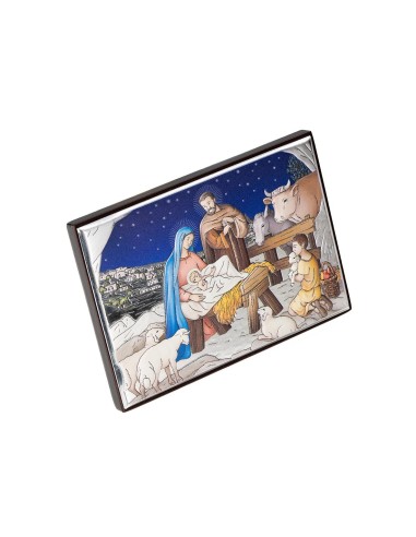 Sterling Silver Coloured Bilaminate Nativity Scene Size Small