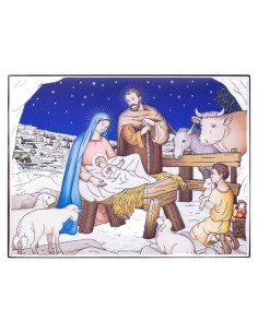 Sterling Silver Coloured Bilaminate Nativity Scene Size Large
