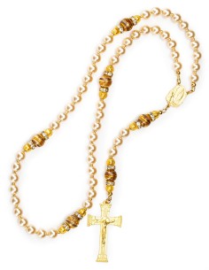 Gold Plated Sterling Silver Pearls Murano Glass Rosary 2