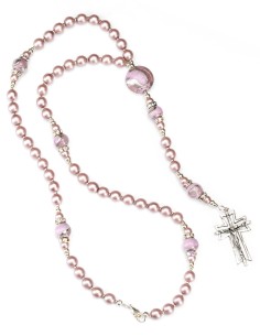 Sterling Silver Silk Purple Pearls Murano Glass Rosary Necklace 2