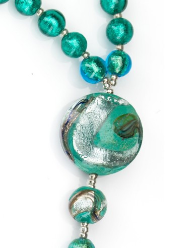 Sterling Silver Emerald Green Murano Glass Rosary Necklace | Vatican Gift