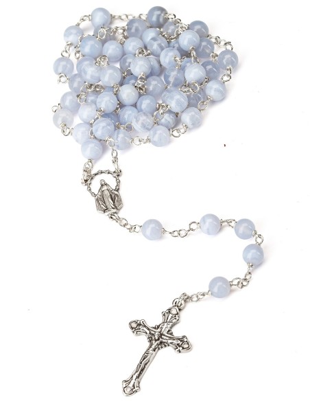 Sterling Silver Chalcedony Rosary