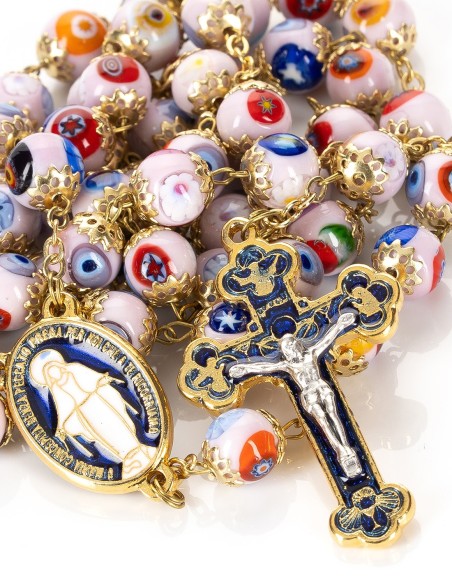Pink Murano Glass Murrina Rosary