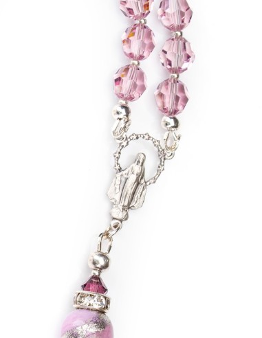 Sterling Silver Light Purple Crystal Murano Glass Rosary | Vatican Gift