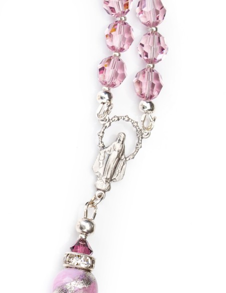 Sterling Silver Light Purple Crystal Murano Glass Rosary | Vatican Gift