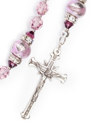 Sterling Silver Light Purple Crystal Murano Glass Rosary | Vatican Gift