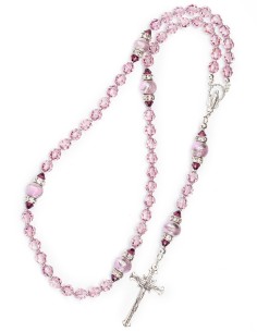 Sterling Silver Light Purple Crystal Murano Glass Rosary 2