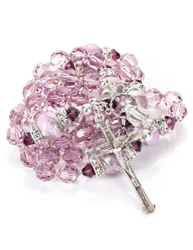 Sterling Silver Light Purple Crystal Murano Glass Rosary | Vatican Gift