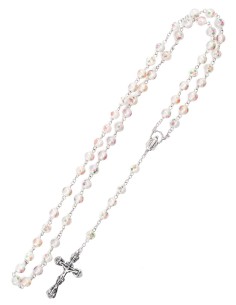 Sterling Silver White Murano Glass Rosary 2