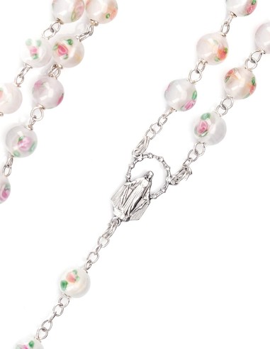 White Murano Glass Rosary  - Baroque Crucifix  | Vatican Gift