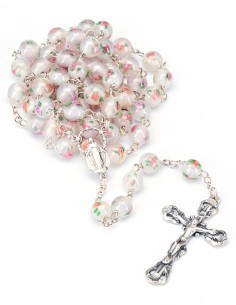 Sterling Silver White Murano Glass Rosary