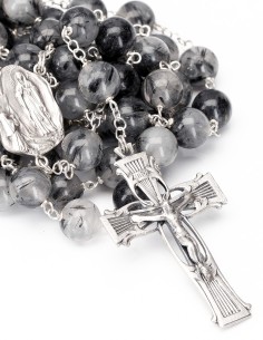 Sterling Silver Black Rutilated Quartz Rosary