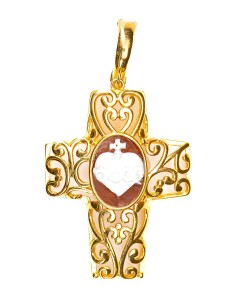 Gold Plated Cross Cameo Pendant