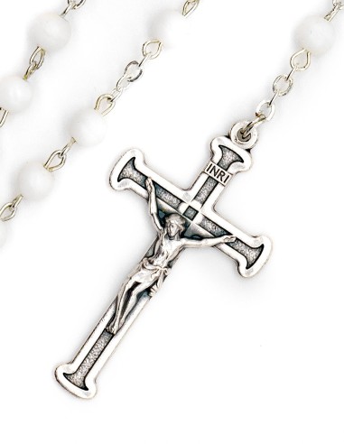 Our Lady of Perpetual Help White Glass Rosary