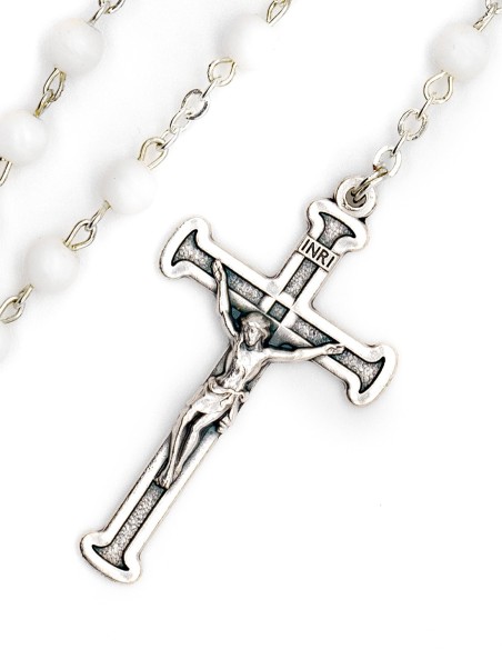 Our Lady of Perpetual Help White Glass Rosary