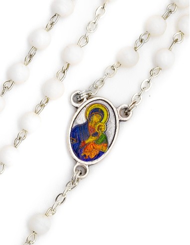 Our Lady of Perpetual Help White Glass Rosary