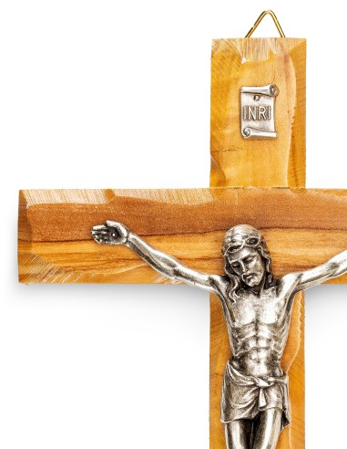 Olive Wood Crucifix Carved Edges