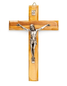 Olive Wood Crucifix Carved Edges