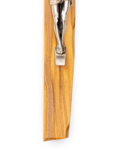 Olive Wood Crucifix Angled Carved Edges