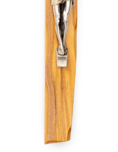 Olive Wood Crucifix Angled Carved Edges