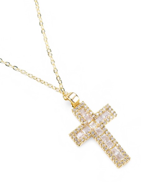Metal Cross Zircons Necklace