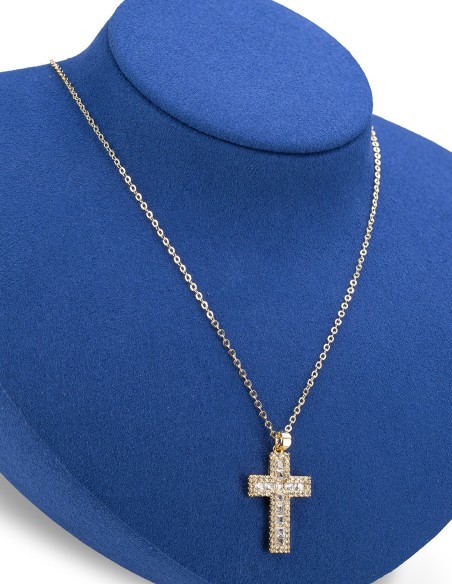 Metal Cross Zircons Necklace