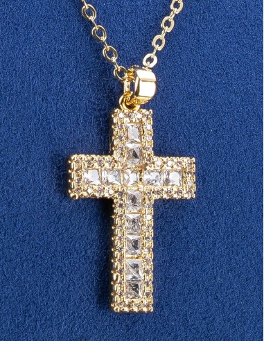 Metal Cross Zircons Necklace