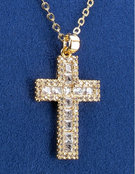 Metal Cross Zircons Necklace