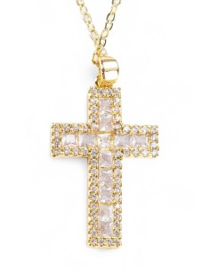 Metal Cross Zircons Necklace