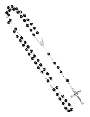 Sterling Silver Faceted Black Onyx Rosary