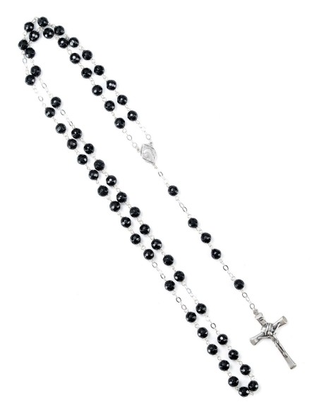 Sterling Silver Faceted Black Onyx Rosary