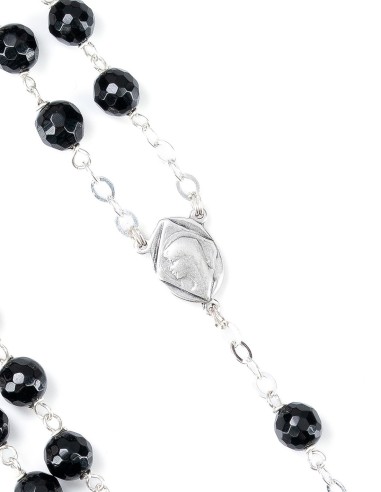 Sterling Silver Faceted Black Onyx Rosary