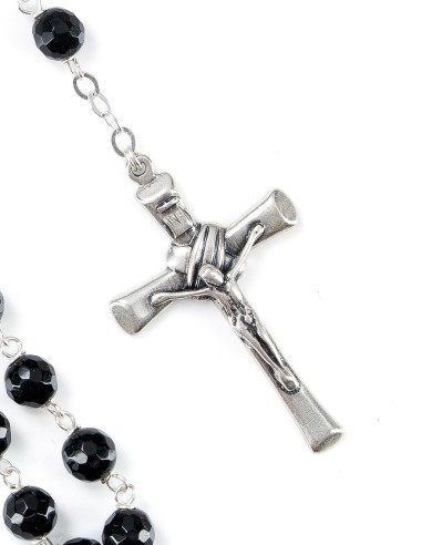 Sterling Silver Faceted Black Onyx Rosary