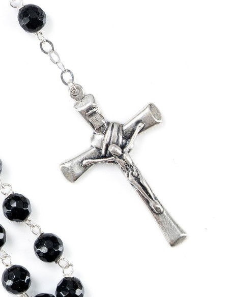 Sterling Silver Faceted Black Onyx Rosary
