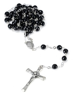 Sterling Silver Faceted Black Onyx Rosary
