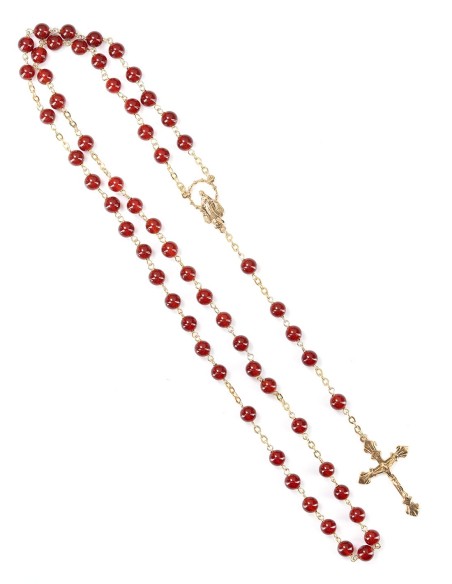 Gold Plated Sterling Silver Carnelian Rosary