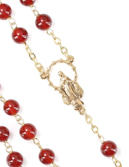 Gold Plated Sterling Silver Carnelian Rosary