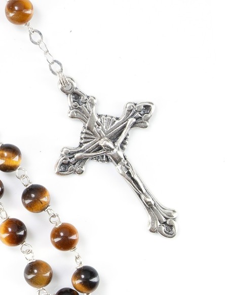 Sterling Silver Tiger's Eye Rosary