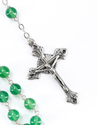 Sterling Silver Green Agate Rosary