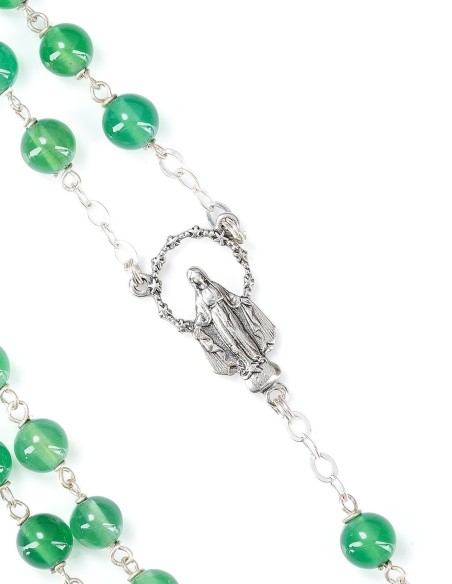 Sterling Silver Green Agate Rosary
