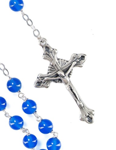 Sterling Silver Blue Agate Rosary