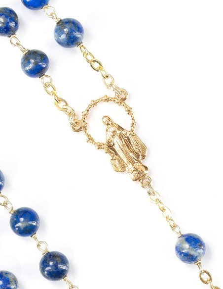Gold Plated Sterling Silver Lapis Lazuli Rosary