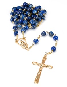 Gold Plated Sterling Silver Lapis Lazuli Rosary