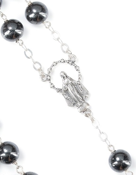 Sterling Silver Large Hematite Rosary