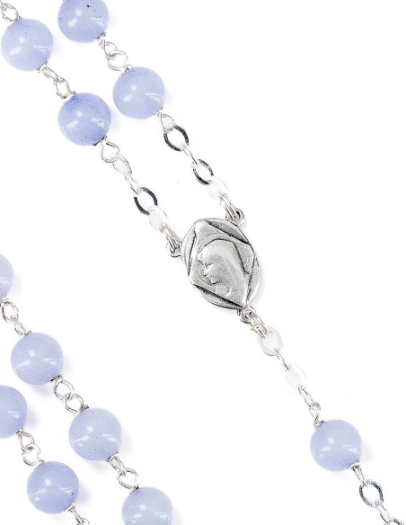 Sterling Silver Blue Lace Agate Rosary