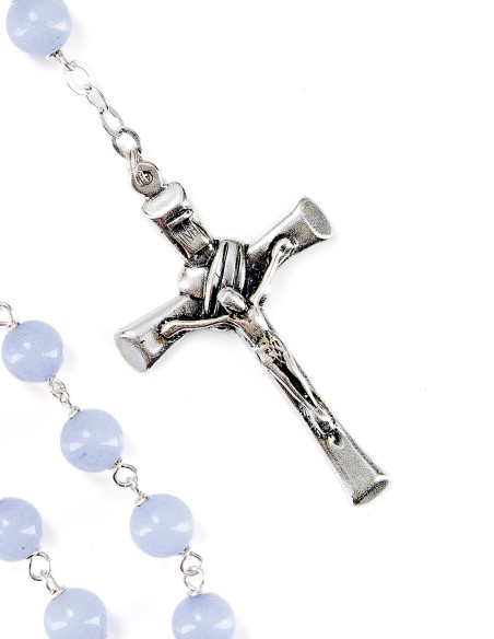 Sterling Silver Blue Lace Agate Rosary